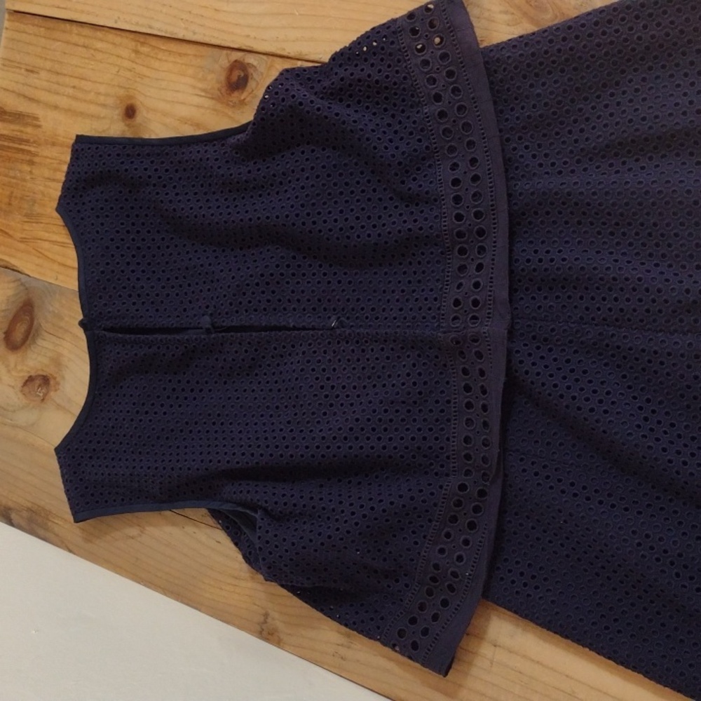 J Crew Navy Eyelet Sleeveless Dress Size 6 - Picture 10 of 10